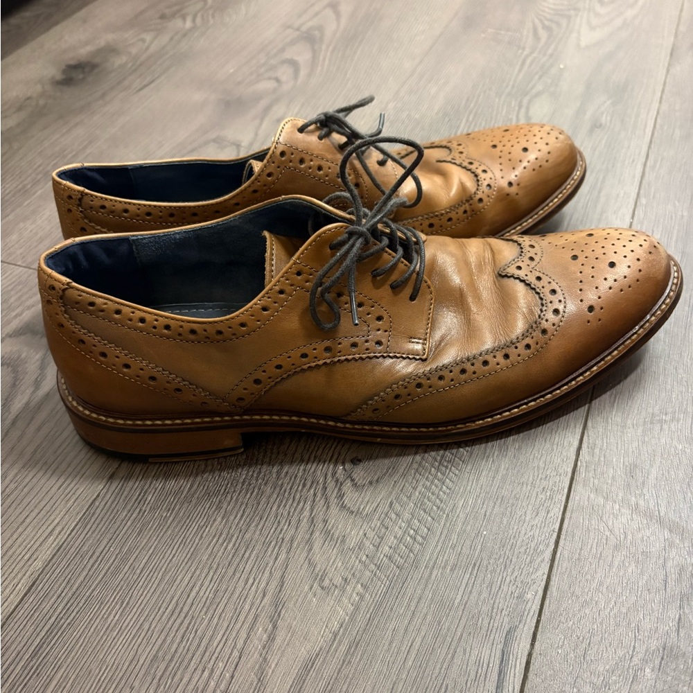 Aston Grey Brown Leather Boyle Wingtip Oxford Shoes Preppy Office‎ Academia